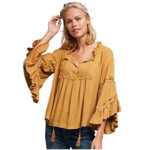 Anthropologie Blue Tassel Constanze Blouse XXSP